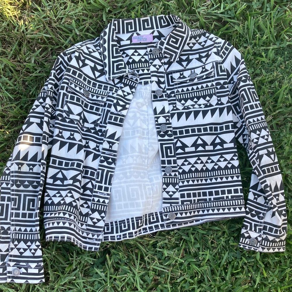 Stylish Black and White Kids Jean Jacket